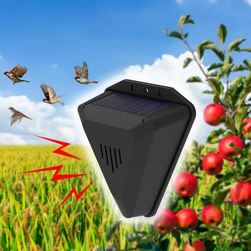 Solar Powered Outdoor Bird Repeller with 13 Rotating Predator Sounds and an IP55 Rated Body