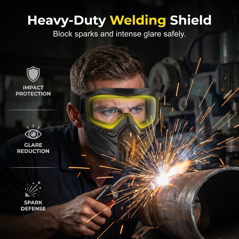Full Face Protective Mask with Detachable Goggles and Anti-Fog Vents All Vera Mart