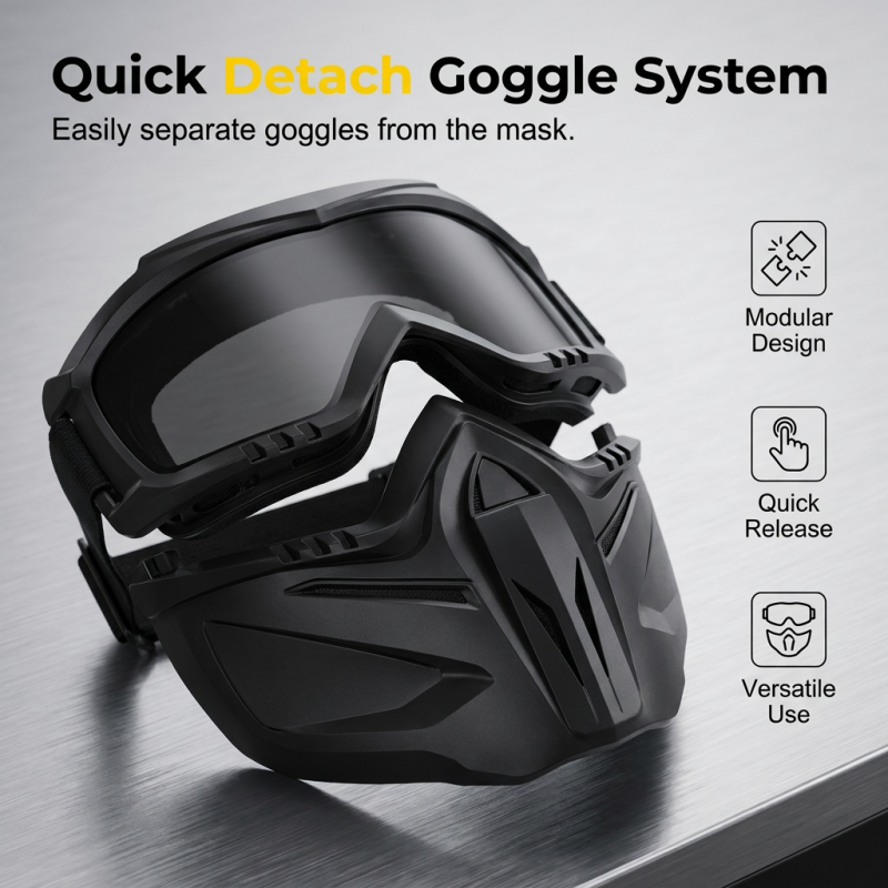 Full Face Protective Mask with Detachable Goggles and Anti-Fog Vents All Vera Mart