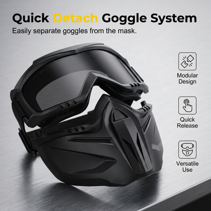 Full Face Protective Mask with Detachable Goggles and Anti-Fog Vents All Vera Mart