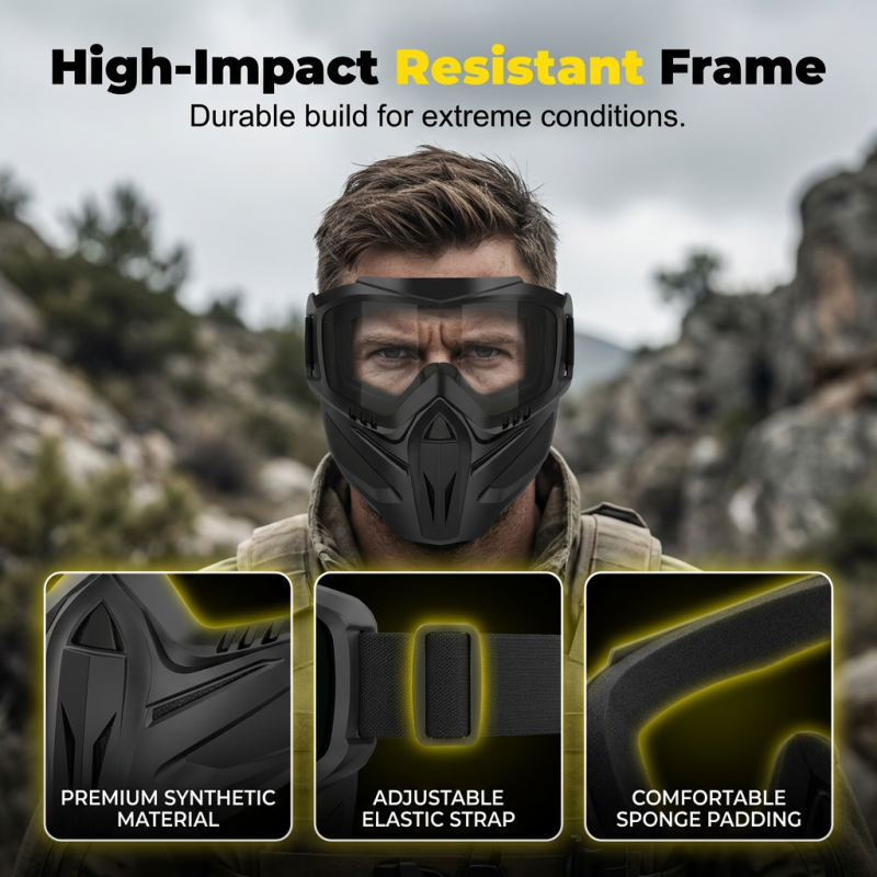 Full Face Protective Mask with Detachable Goggles and Anti-Fog Vents All Vera Mart