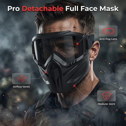 Full Face Protective Mask with Detachable Goggles and Anti-Fog Vents All Vera Mart