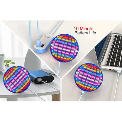 Hand-Controlled Flying Spinner with LED Light Display and Boomerang Return Flight