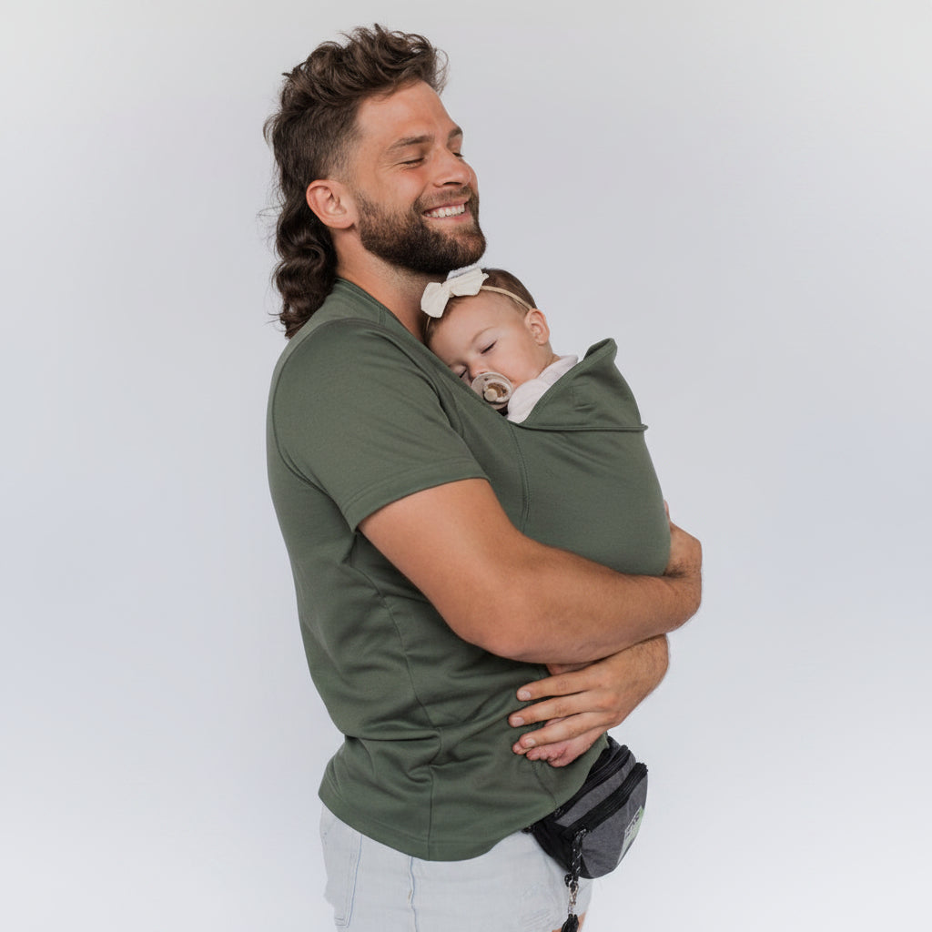 Babywearing T-Shirt with Built-in Baby Pouch and Stretchy Cotton, Machine Washable