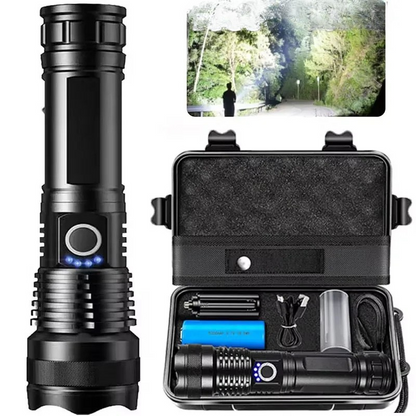 Rechargeable Flashlight with Adjustable Zoom and Five Lighting Modes