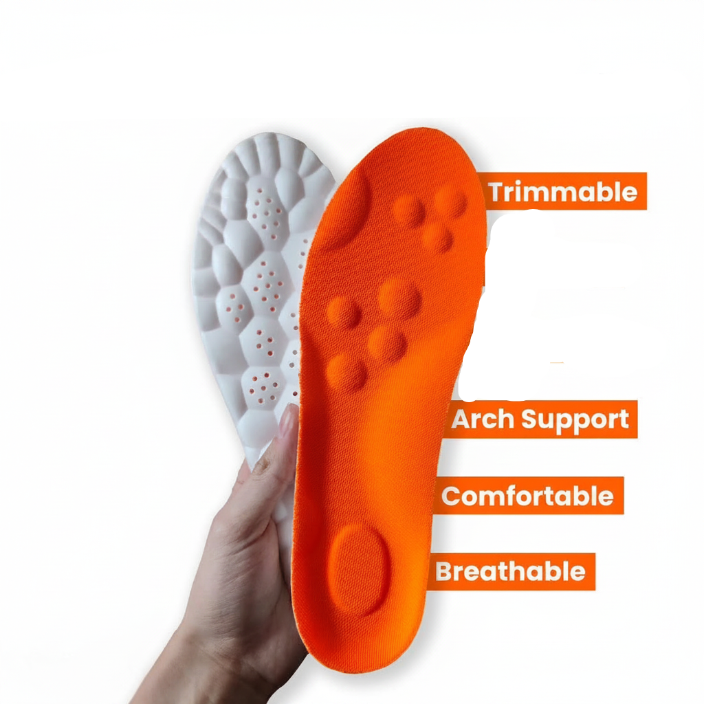 Unisex pain relief massage insoles, full length, with textured surface for everyday foot comfort & support