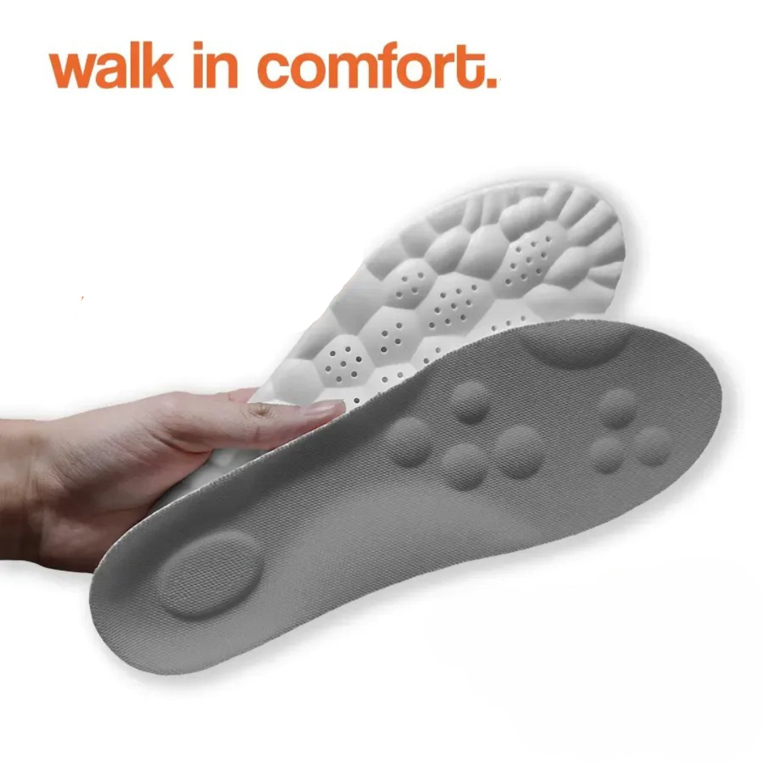 Pair of orthopedic massage insoles for pain relief, showing arch support and cushioning for shoes