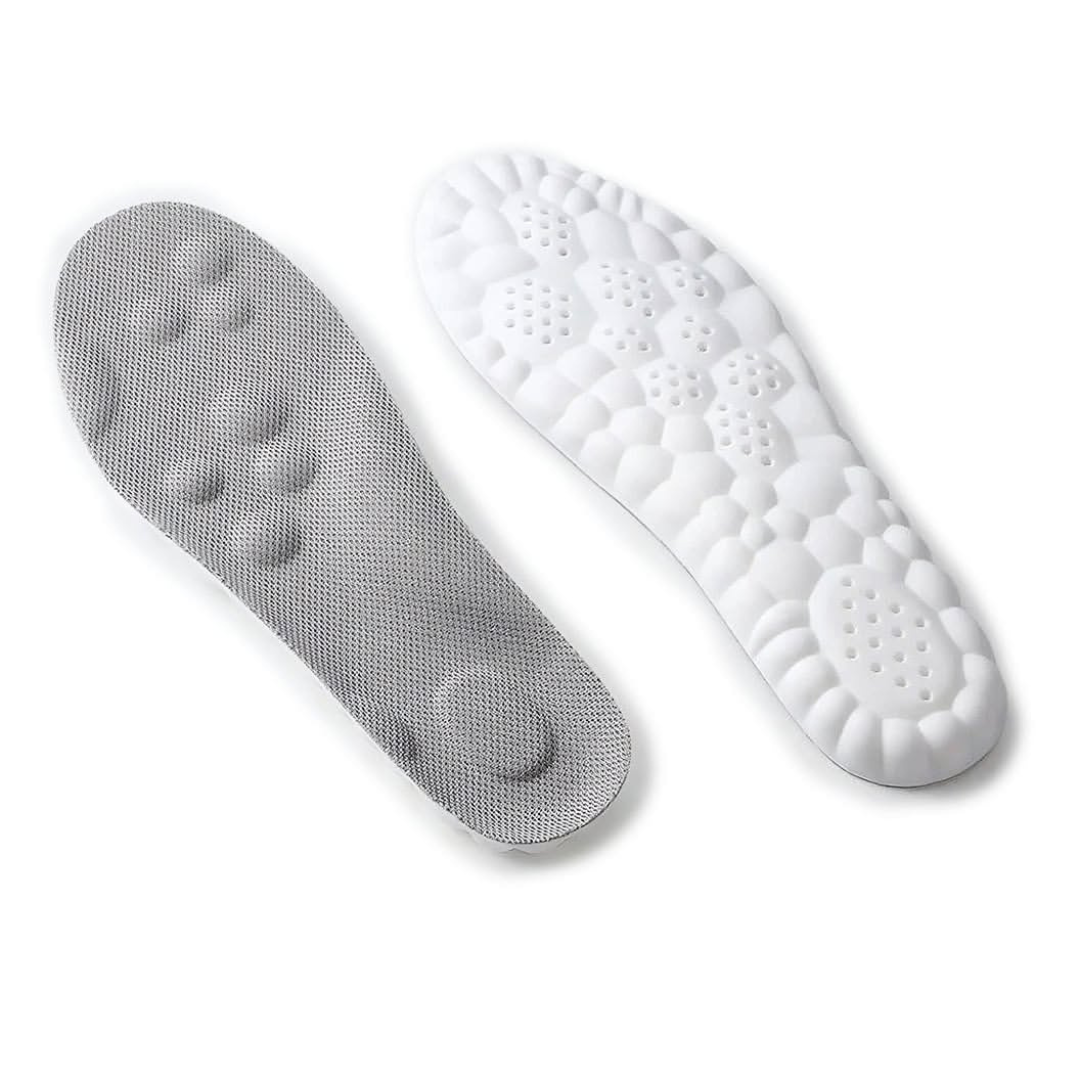 Massage insoles providing everyday comfort and arch support, shown from top view for shoe inserts