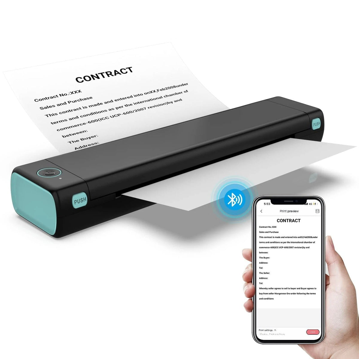 Wireless A4 Thermal Printer with No Ink Needed for Smartphones and Laptops