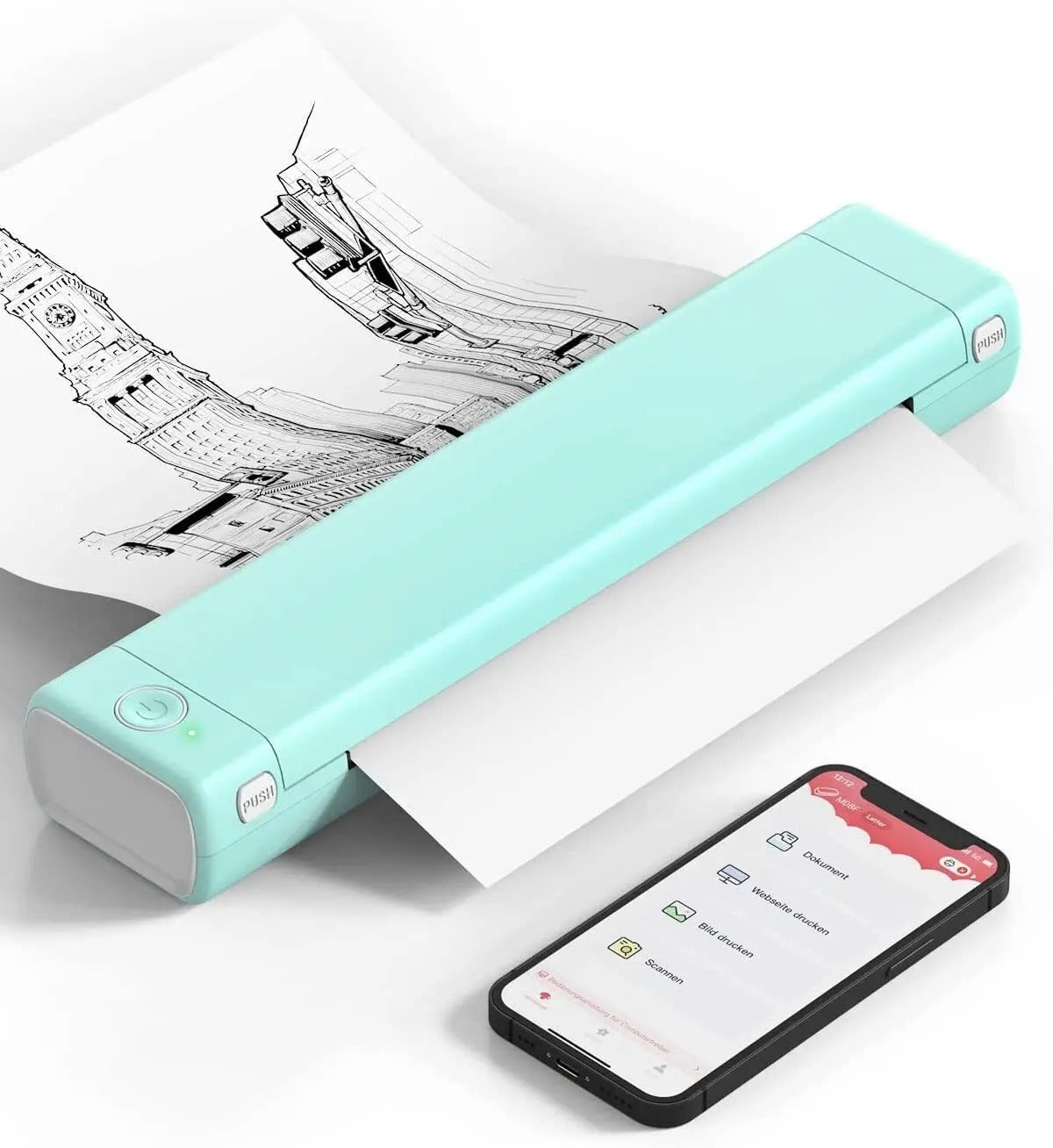 Wireless A4 Thermal Printer with No Ink Needed for Smartphones and Laptops