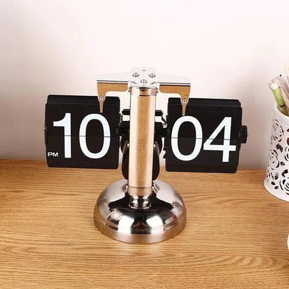 Flip Card Desk Clock with Silent Quartz Movement and Large Numbers