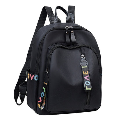 Water Resistant Black Backpack with Padded Laptop Compartment and Love Accent Straps