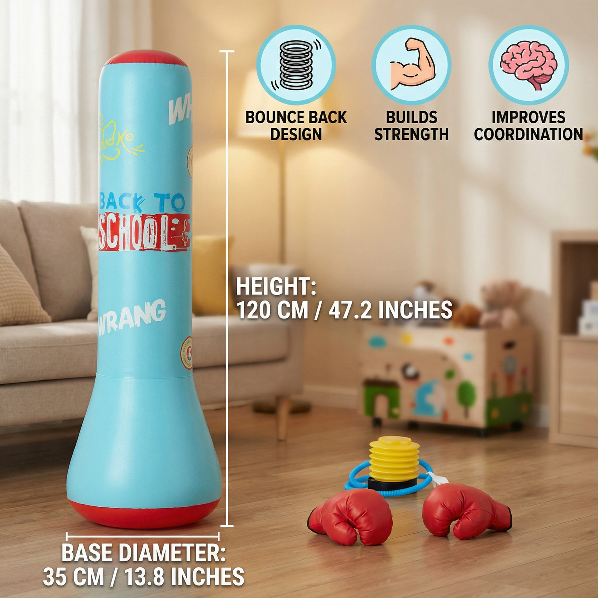 Inflatable Punching Bag Toy with Water Base for Kids