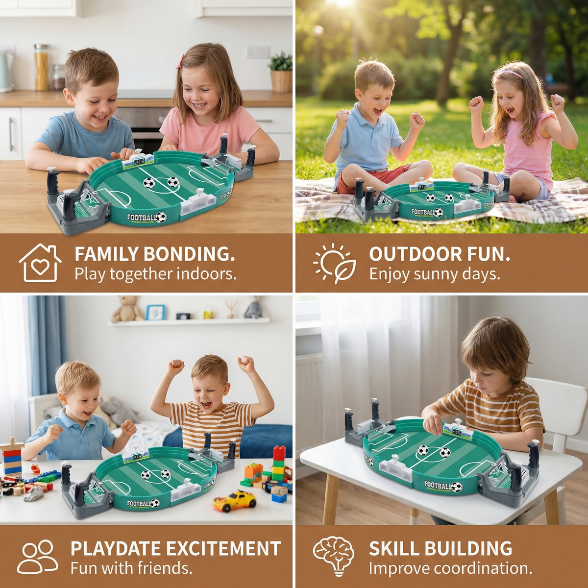 Mini Table Football Game with Slider Controls and Built in Scoreboard for Kids and Adults