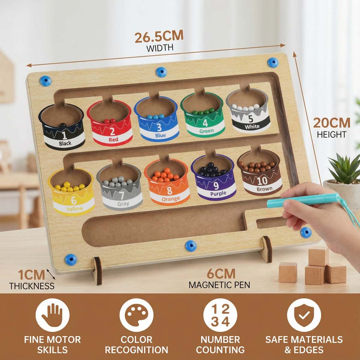 Montessori Magnetic Maze Toy with Color and Number Learning for Kids