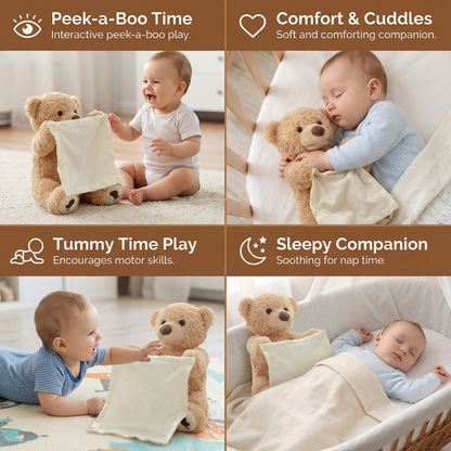 Interactive Plush Bear with Voice Responses and Moving Limbs for Toddlers