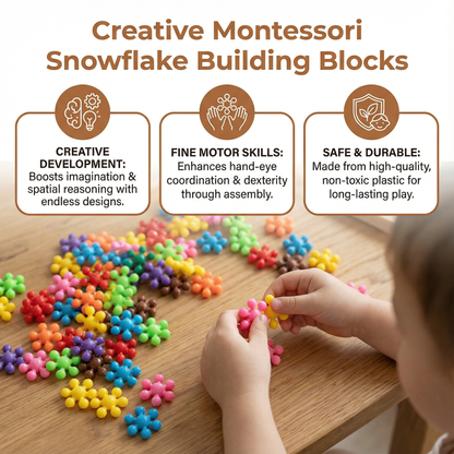 Interlocking Snowflake Blocks with Multiple Colors and Storage Box
