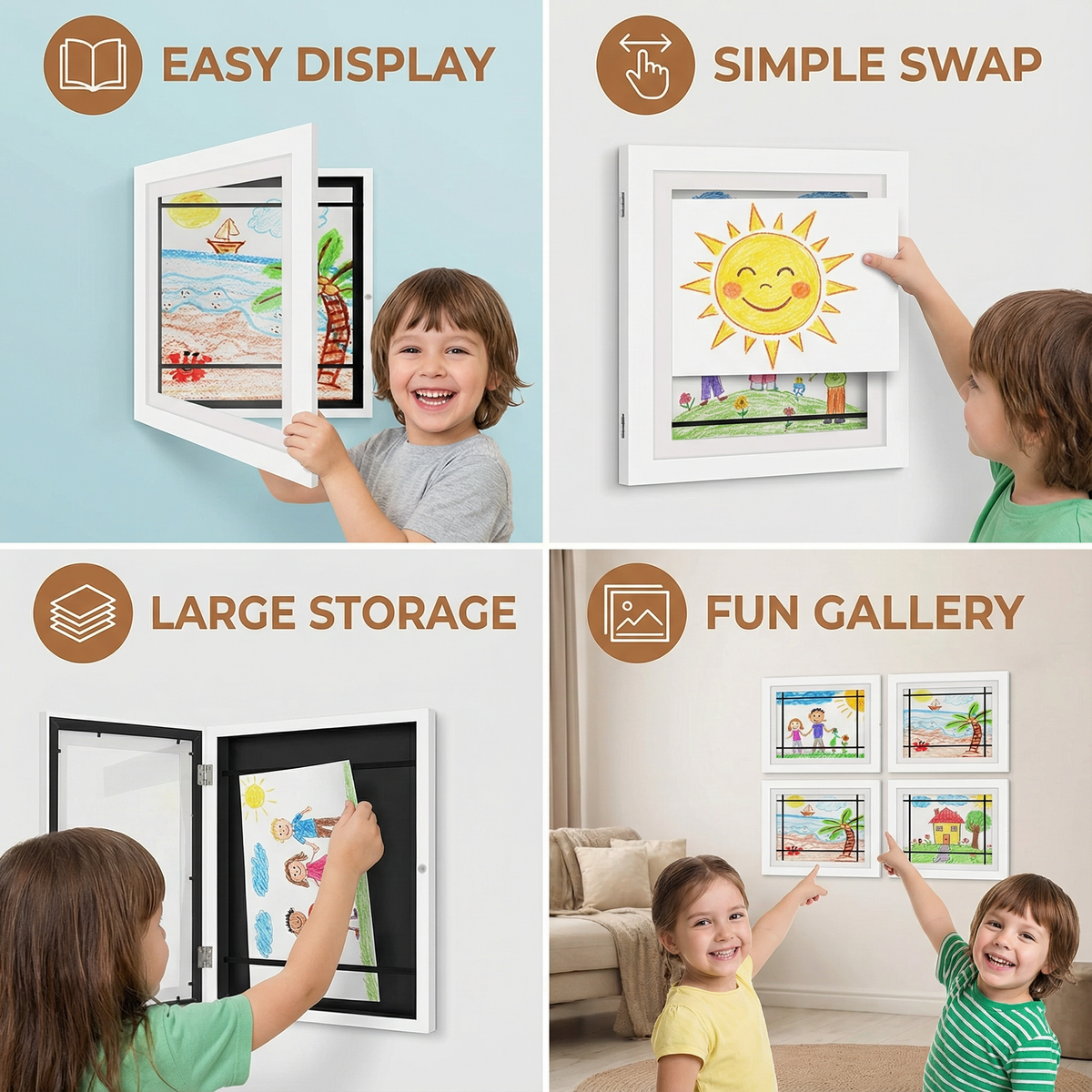 Rotating Drawing Storage Frame with Front Flip Access for 150 Artworks