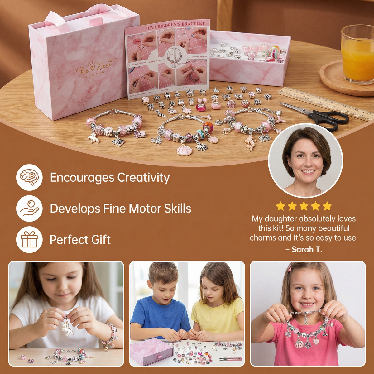 Beaded Jewelry Making Kit with Strings and Clasps for Kids