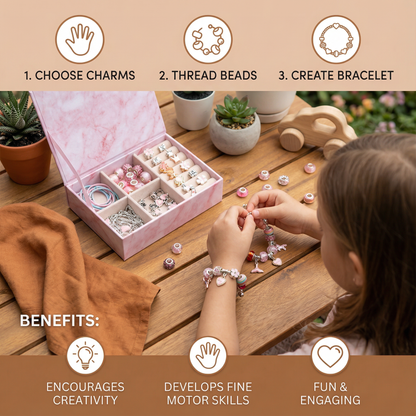 Beaded Jewelry Making Kit with Strings and Clasps for Kids