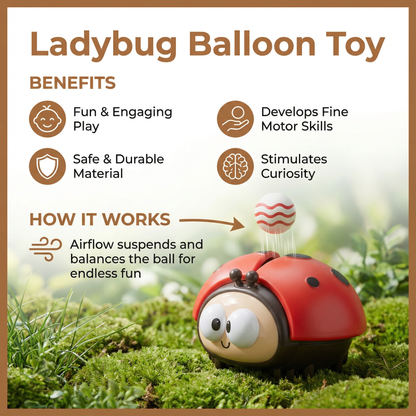 Ladybug Air Balloon Toy with Button Activation for Babies