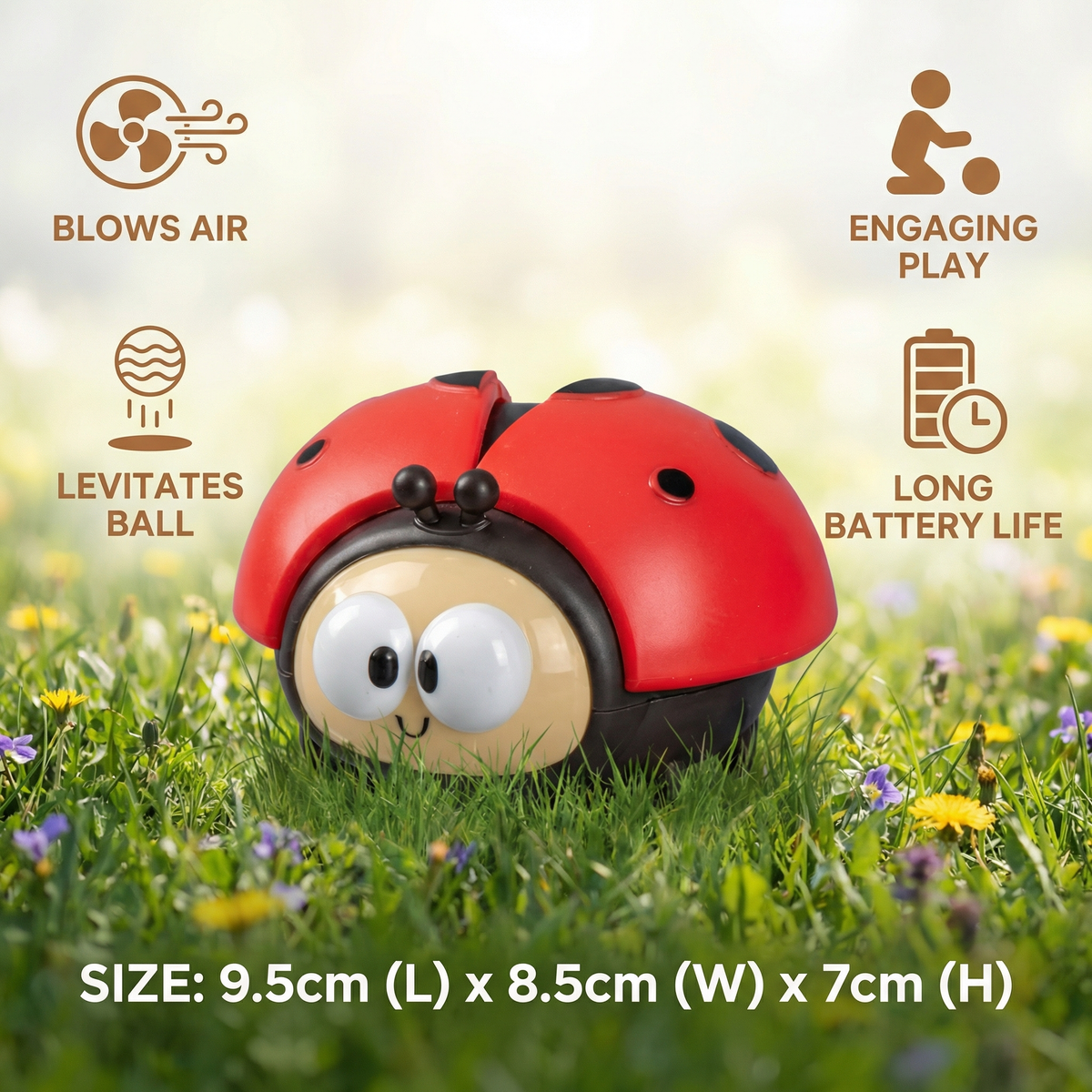 Ladybug Air Balloon Toy with Button Activation for Babies