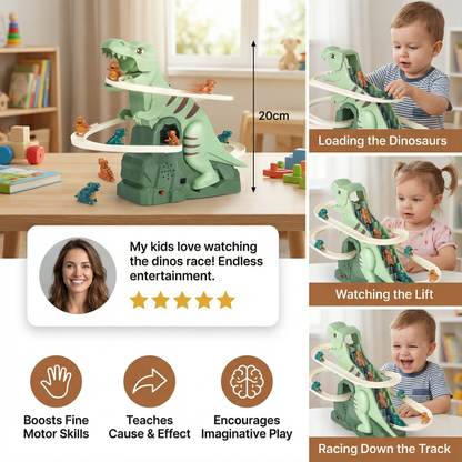 Dinosaur Roller Coaster Slide Track Toy with Snap Together Track and Colorful Dino Design