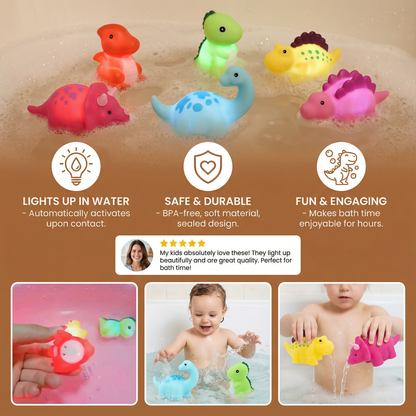 Light Up Dinosaur Bath Toy with Color Changing LED for Kids