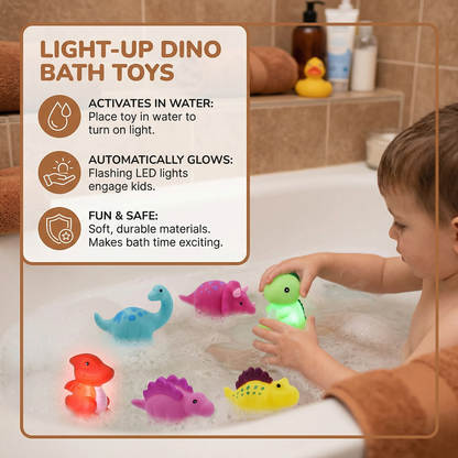 Light Up Dinosaur Bath Toy with Color Changing LED for Kids