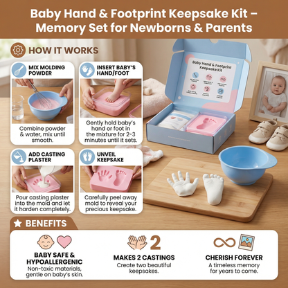 Baby Hand and Footprint Keepsake Kit with Decorating Materials for Newborn Memories