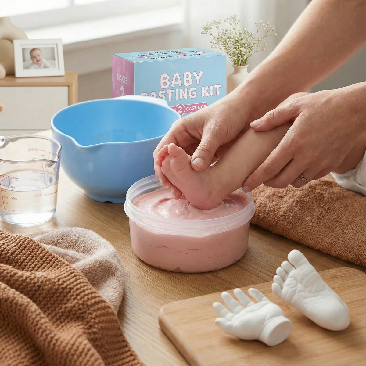 Baby Hand and Footprint Keepsake Kit with Decorating Materials for Newborn Memories