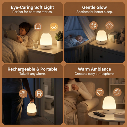 Egg Shaped Silicone Night Light with Touch Control and Color Changing Glow