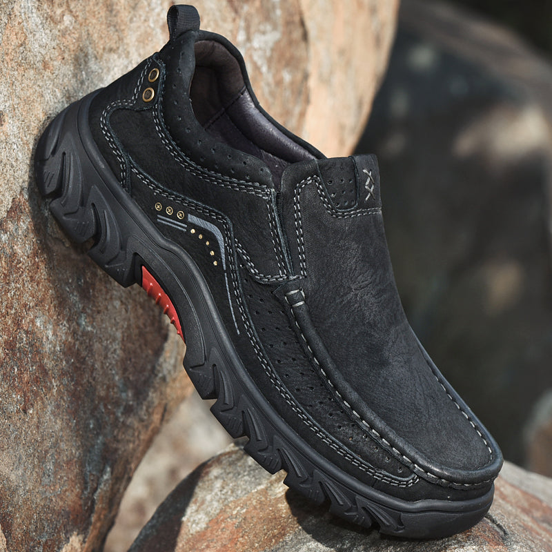 Orthopedic women's black leather boots, ensuring comfortable footwear with strong ankle support