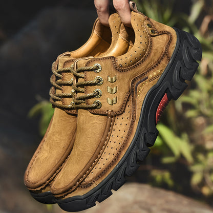 Pair of comfortable orthopedic brown leather ankle boots, providing excellent posture support