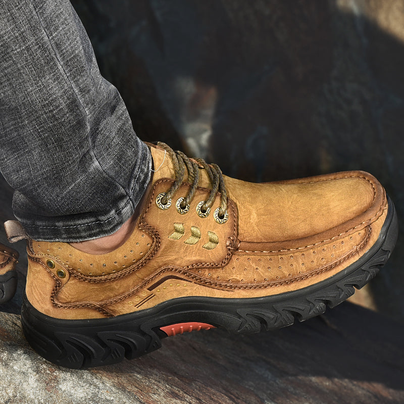 Fashion-forward women's brown leather orthopedic ankle boots, designed for comfortable everyday wear