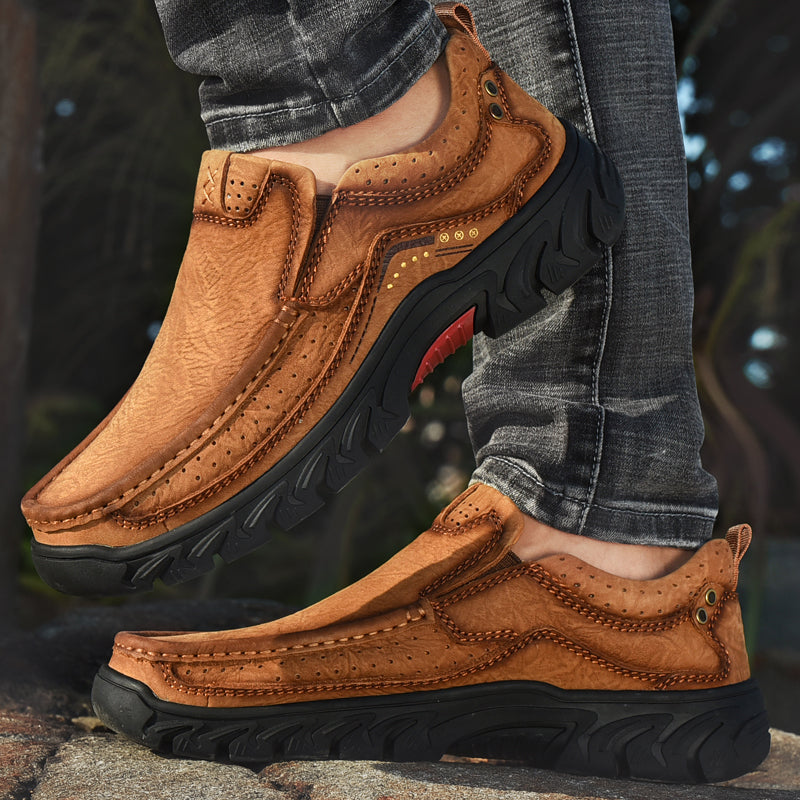 Women's comfortable orthopedic brown leather boots, featuring breathable lining for freshness