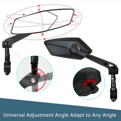 Pack of 2 Handlebar Bike Mirrors with Large Flat Glass, 360 Degree Rotation and Foldable Design
