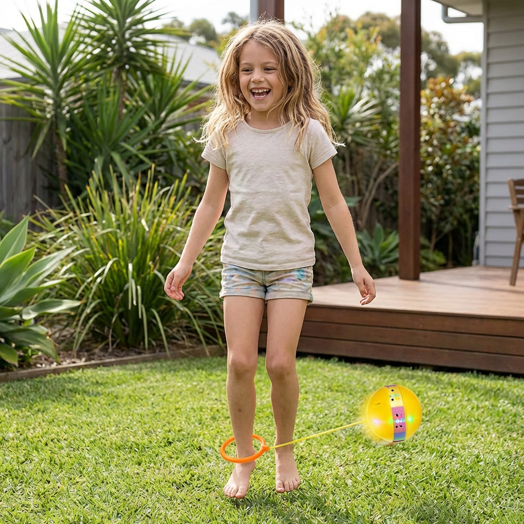 LED Light Up Ankle Skip Ball for Active Kids Play