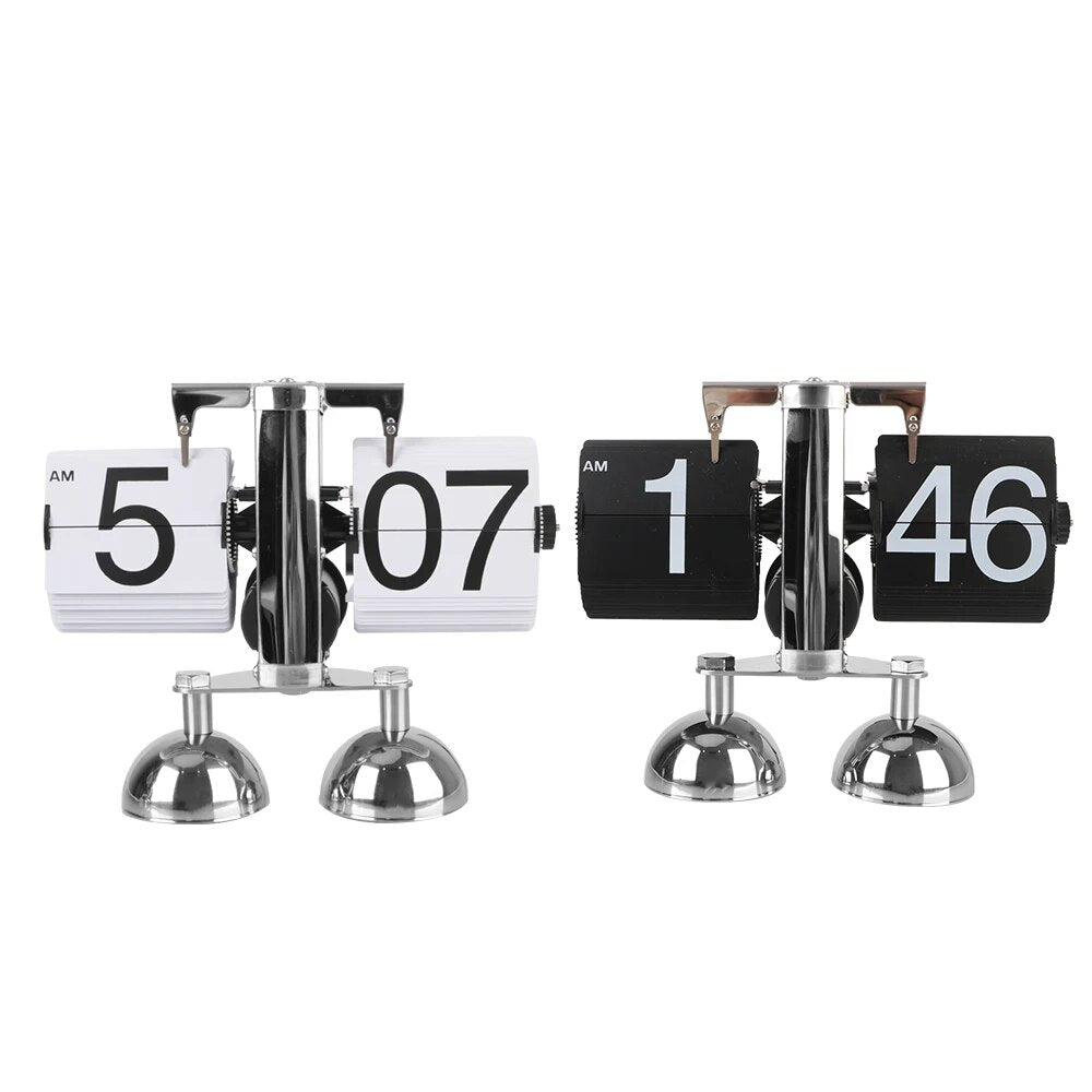 Flip Card Desk Clock with Silent Quartz Movement and Large Numbers