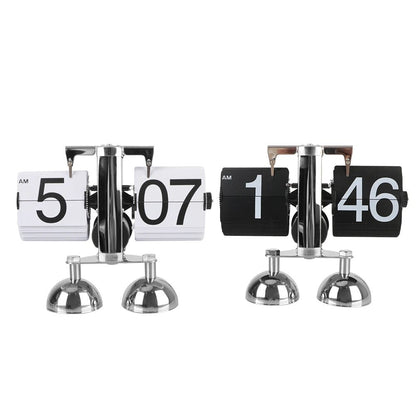 Flip Card Desk Clock with Silent Quartz Movement and Large Numbers